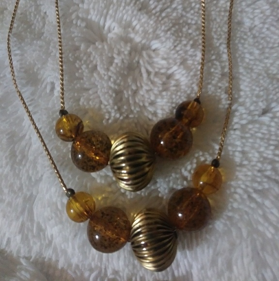 Beautiful Brass Necklace with Amber Stones🌷 - Picture 2 of 5